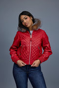 Women's Lucas Jacket With Premium Fox Fur Hood [Red/Crystal]