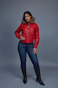 Women's Lucas Jacket With Premium Fox Fur Hood [Red/Crystal]