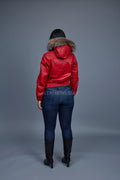 Women's Lucas Jacket With Premium Fox Fur Hood [Red/Crystal]