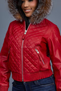 Women's Lucas Jacket With Premium Fox Fur Hood [Red/Crystal]