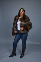 Women's Hailey Raccoon Fur Bomber [Brown]