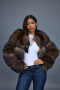 Women's Hailey Fox Fur Bomber [Brown]