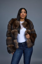 Women's Hailey Raccoon Fur Bomber [Brown]