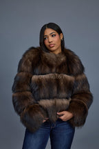Women's Hailey Raccoon Fur Bomber [Brown]