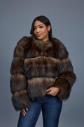 Women's Hailey Fox Fur Bomber [Brown]