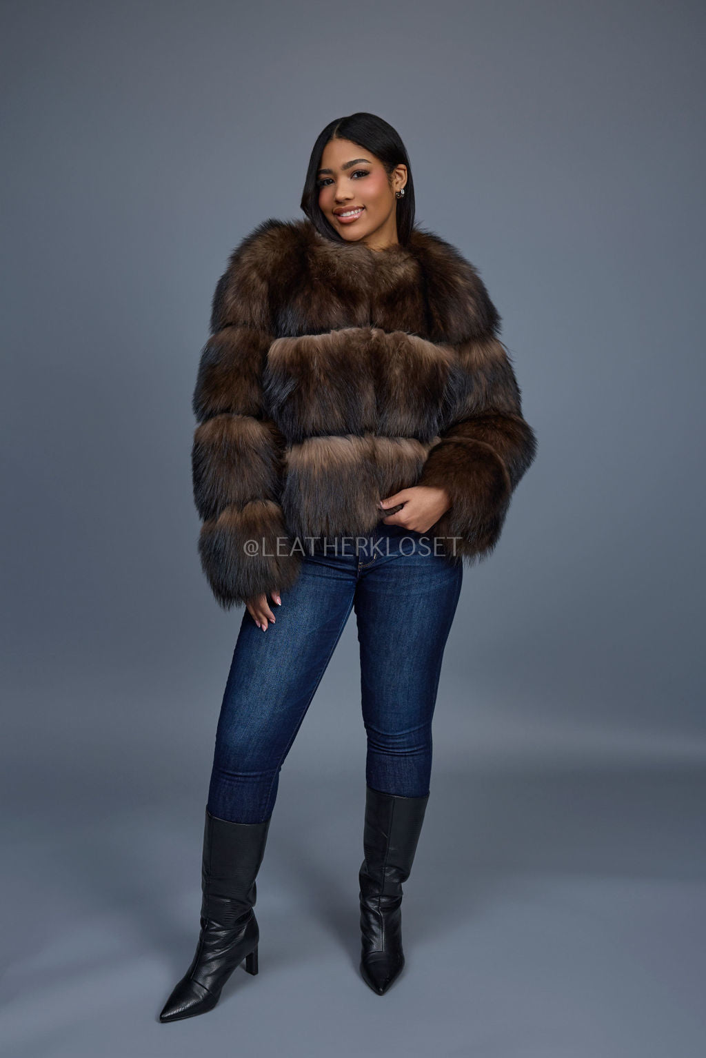 Women's Hailey Raccoon Fur Bomber [Brown]