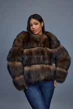 Women's Hailey Raccoon Fur Bomber [Brown]