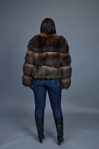 Women's Hailey Raccoon Fur Bomber [Brown]