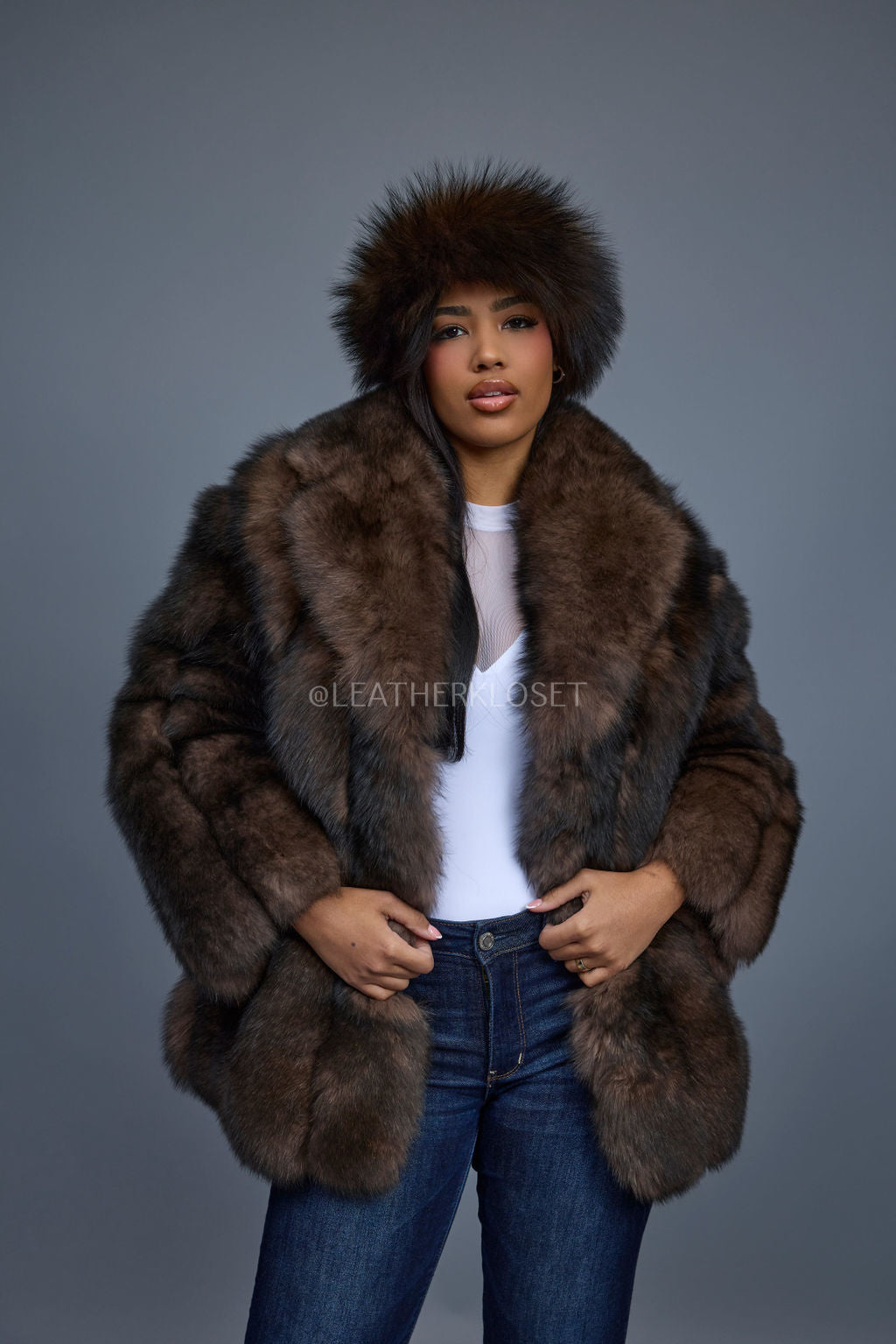 TETORA Device Coat P 3 ハンティングブラウン Women's Andrea Fox Parka Jacket With Headband [Brown] – LeatherKloset