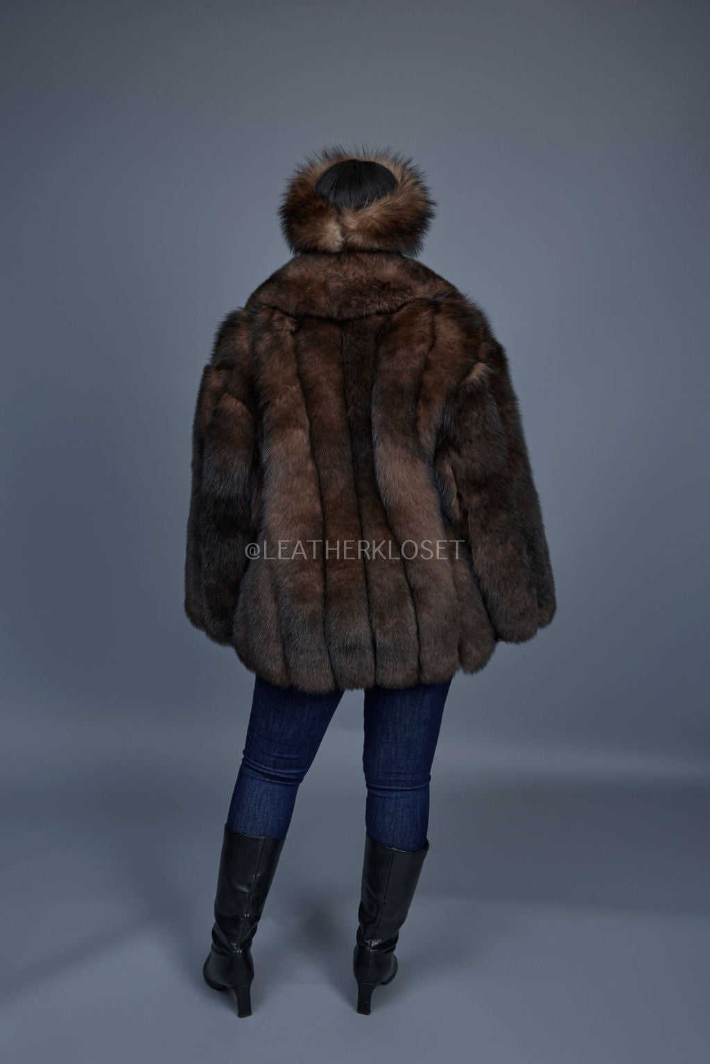 Women's Andrea Fox Parka Jacket With Headband [Brown]