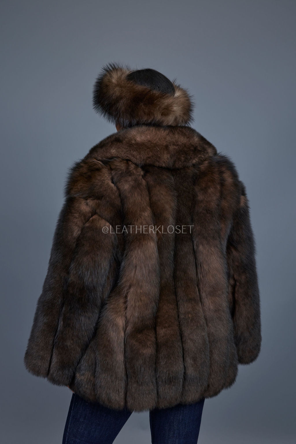 Women's Andrea Fox Parka Jacket With Headband [Brown]