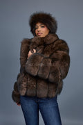 Women's Marcy Fox Jacket With Headband [Brown]