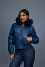 Women's Lucas Jacket With Premium Fox Fur Hood [Navy]