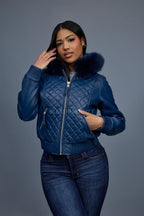 Women's Lucas Jacket With Premium Fox Fur Hood [Navy]