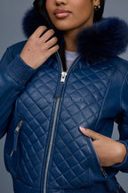 Women's Lucas Jacket With Premium Fox Fur Hood [Navy]
