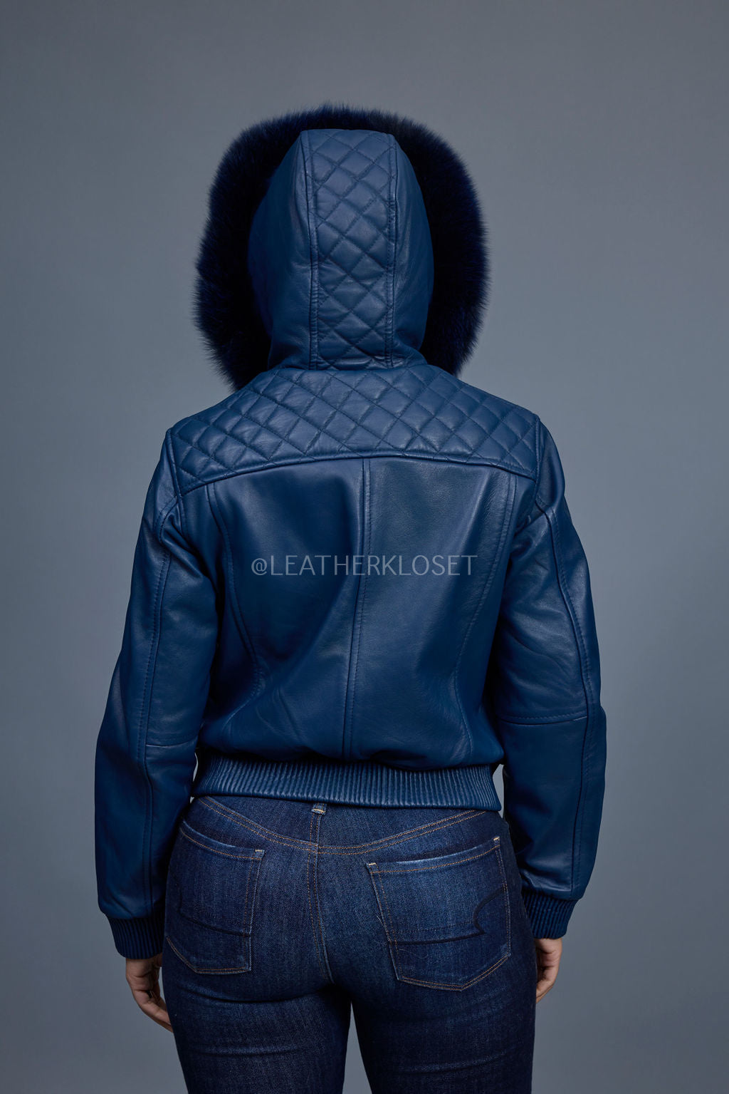 Women's Lucas Jacket With Premium Fox Fur Hood [Navy]