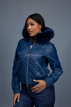 Women's Lucas Jacket With Premium Fox Fur Hood [Navy]