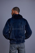 Men's Mink Bomber Jacket With Chinchilla Collar [Navy]
