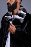 Men's Mink Bomber Jacket With Chinchilla Collar [Black]