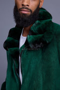 Men's Mink Bomber Jacket With Chinchilla Collar [Green]