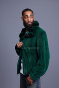 Men's Mink Bomber Jacket With Chinchilla Collar [Green]
