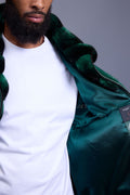Men's Mink Bomber Jacket With Chinchilla Collar [Green]