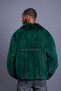 Men's Mink Bomber Jacket With Chinchilla Collar [Green]