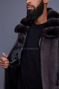 Men's Mink Bomber Jacket With Chinchilla Collar [Dark Grey]