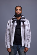 Men's Mink Bomber Jacket With Chinchilla Collar [Arctic]