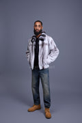 Men's Mink Bomber Jacket With Chinchilla Collar [Arctic]