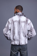 Men's Mink Bomber Jacket With Chinchilla Collar [Arctic]