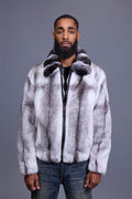 Men's Mink Bomber Jacket With Chinchilla Collar [Arctic]