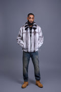 Men's Mink Bomber Jacket With Chinchilla Collar [Arctic]