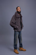 Men's Full Skin Mink Bomber Jacket With Collar [Dark Grey]