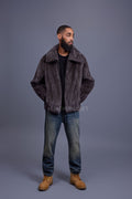 Men's Full Skin Mink Bomber Jacket With Collar [Dark Grey]