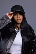 Women's Evie Cropped Pony And Leather Bomber Jacket [Black/Black]