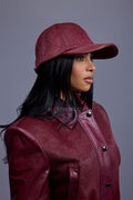 Women's Evie Cropped Pony And Leather Bomber Jacket [Burgundy]