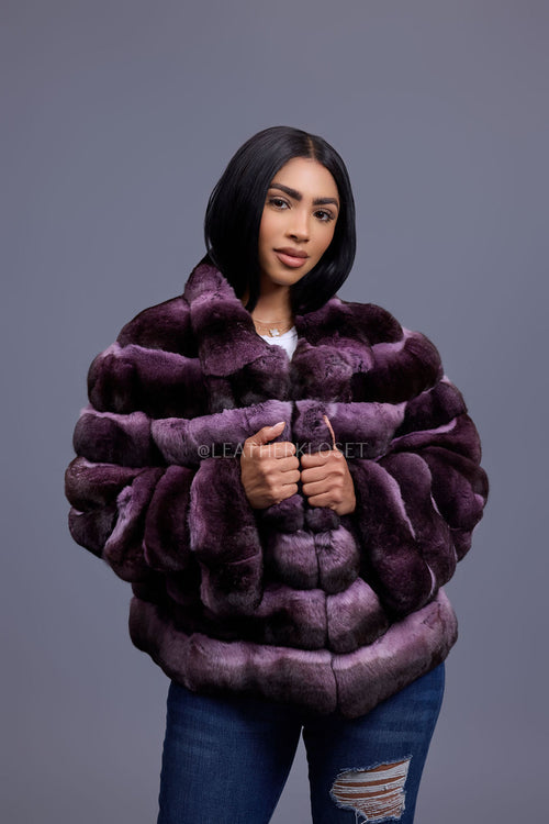 Women's Chinchilla Bomber Jacket [Lavender]
