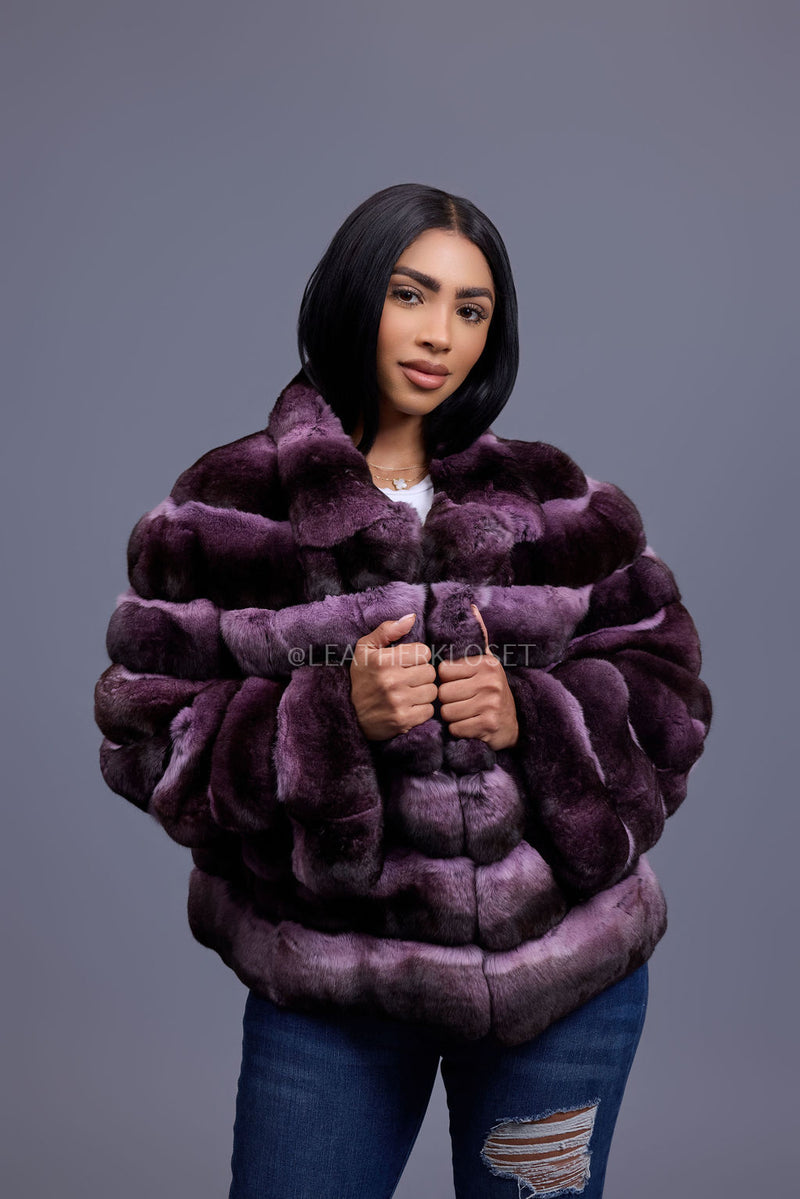 Women's Chinchilla Bomber Jacket [Lavender]