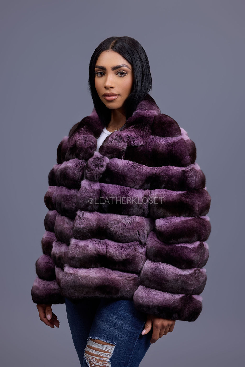 Women's Chinchilla Bomber Jacket [Lavender]