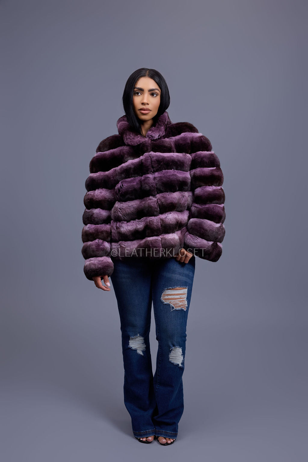 Women's Chinchilla Bomber Jacket [Lavender]