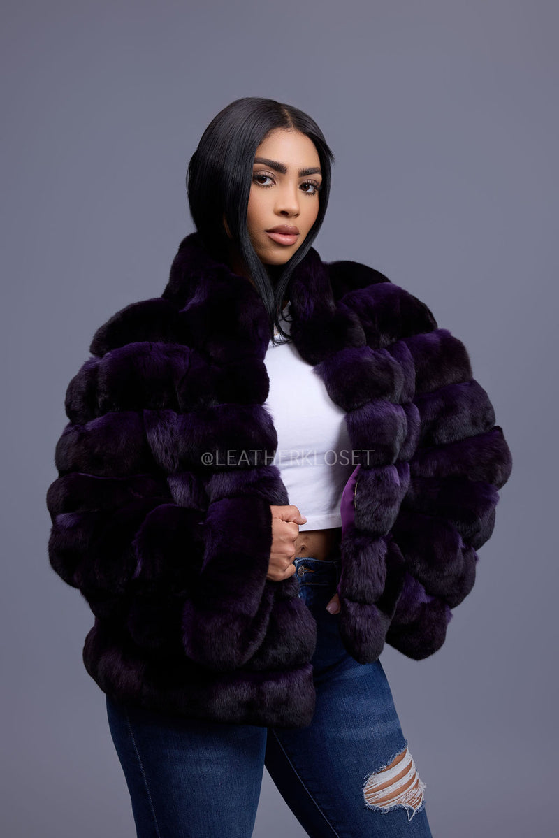 Women's Chinchilla Bomber Jacket [Purple]