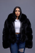 Women's Pippa Fox Bomber With Hood [Black]