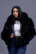 Women's Pippa Fox Bomber With Hood [Black]