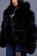Women's Pippa Fox Bomber With Hood [Black]