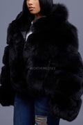 Women's Pippa Fox Bomber With Hood [Black]