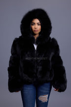 Women's Pippa Fox Bomber With Hood [Black]