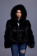Women's Pippa Fox Bomber With Hood [Black]