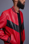 Men's V Baseball Jacket [Red/Black]