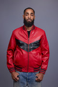 Men's V Baseball Jacket [Red/Black]